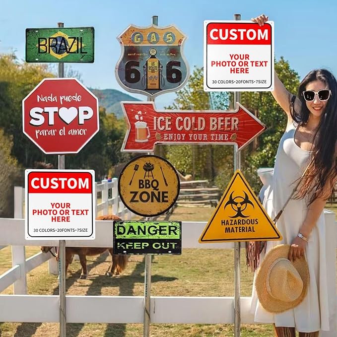 Custom Metal Signs - Personalized for Business, Home, Delivery, Road, Garden, Hazard, Parking, Decorative - 12x12