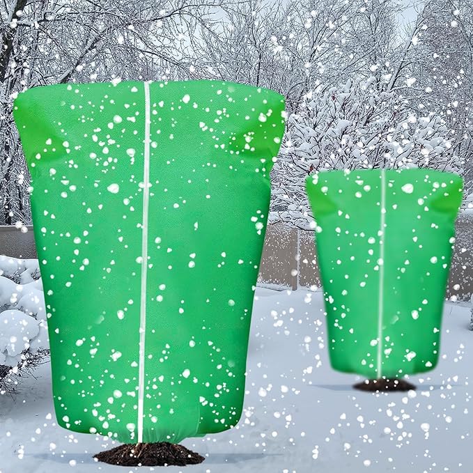 4 Pcs Plant Covers Frost Protection Bag 71" x 47" Winter Reusable Plants Jacket with Drawstring Shrub Protection Wraps Bags Frost Blanket for Winter Outdoor Garden Plants