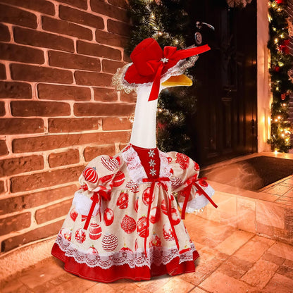 Suzile Christmas Ball Outfit Clothes for 23 Inch High Cement or Plastic Geese Ghost Lawn Porch Goose Clothes Christmas Costume