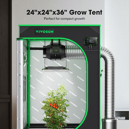 VIVOSUN S223 2x2 Grow Tent, 24"x24"x36" High Reflective Mylar with Observation Window and Floor Tray for Hydroponics Indoor Plant for VS1000
