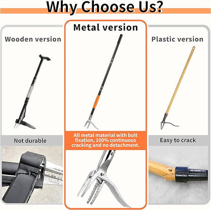 50” Weed Puller Tool, Heavy-Duty Weeder Tool with Long Handle, 4-Claw Metal Stand up Weeding Tool with Easy-Eject Mechanism for Crabgrass, Dandelion, Garden Tools for Seniors