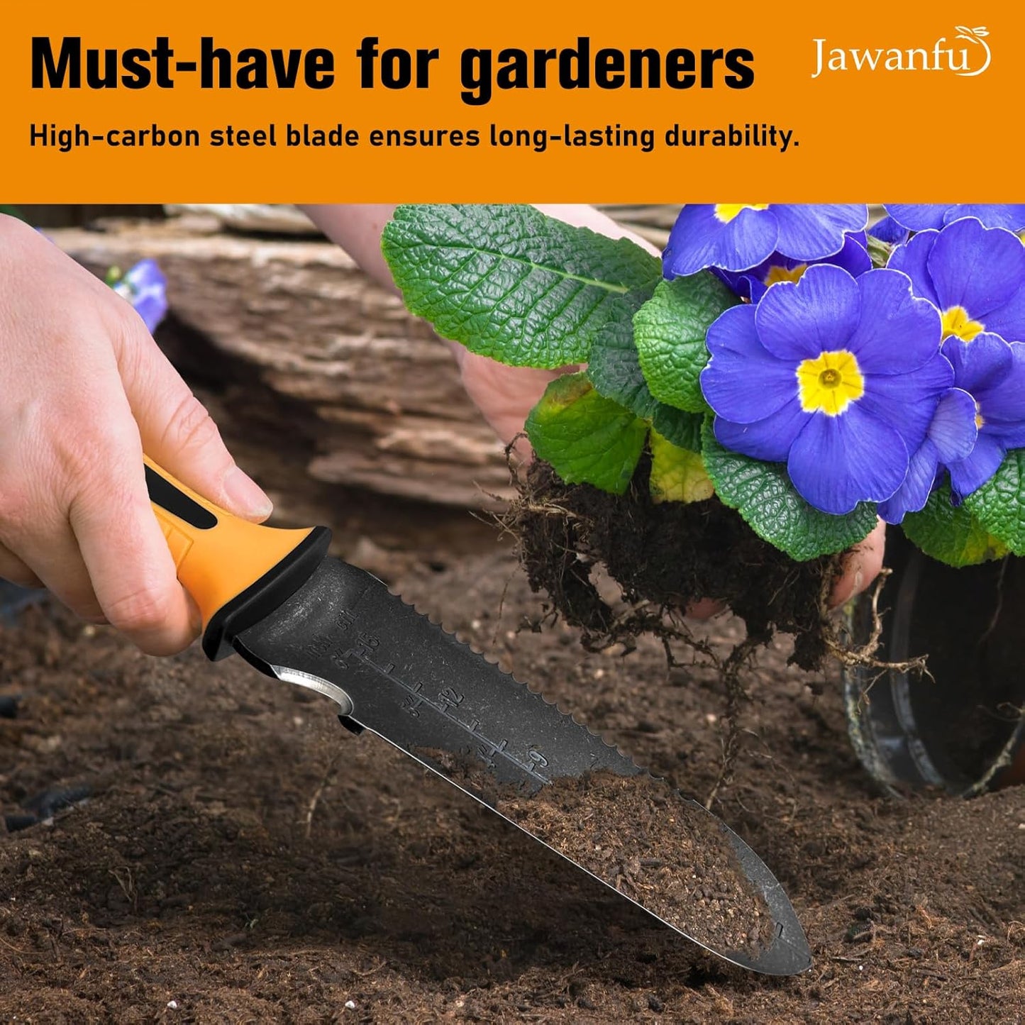 Garden Knife with Sheath, Gardening Tool, Stainless Steel Multi-Purpose Garden Supplies, Ergonomic Handle Hori Hori Knife for Digging, Weeding and Gardening, 7" Stainless Steel Blade, Father's Day Gift