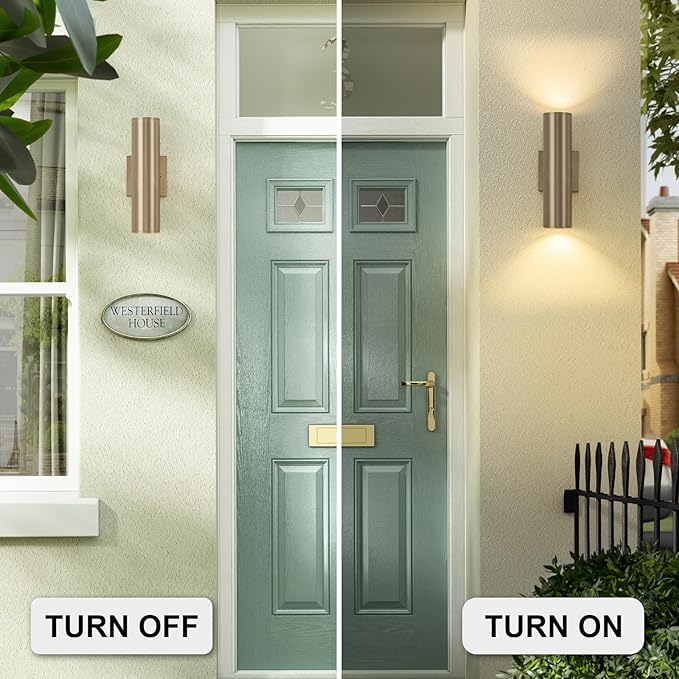 Modern Outdoor Wall Light 11.8" Integrated LED Cylinder Up and Down Outdoor Lights, 2-Light Exterior Lighting Fixtures for House Patio Front Porch Garage