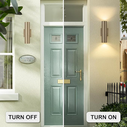 Modern Outdoor Wall Light 11.8" Integrated LED Cylinder Up and Down Outdoor Lights, 2-Light Exterior Lighting Fixtures for House Patio Front Porch Garage