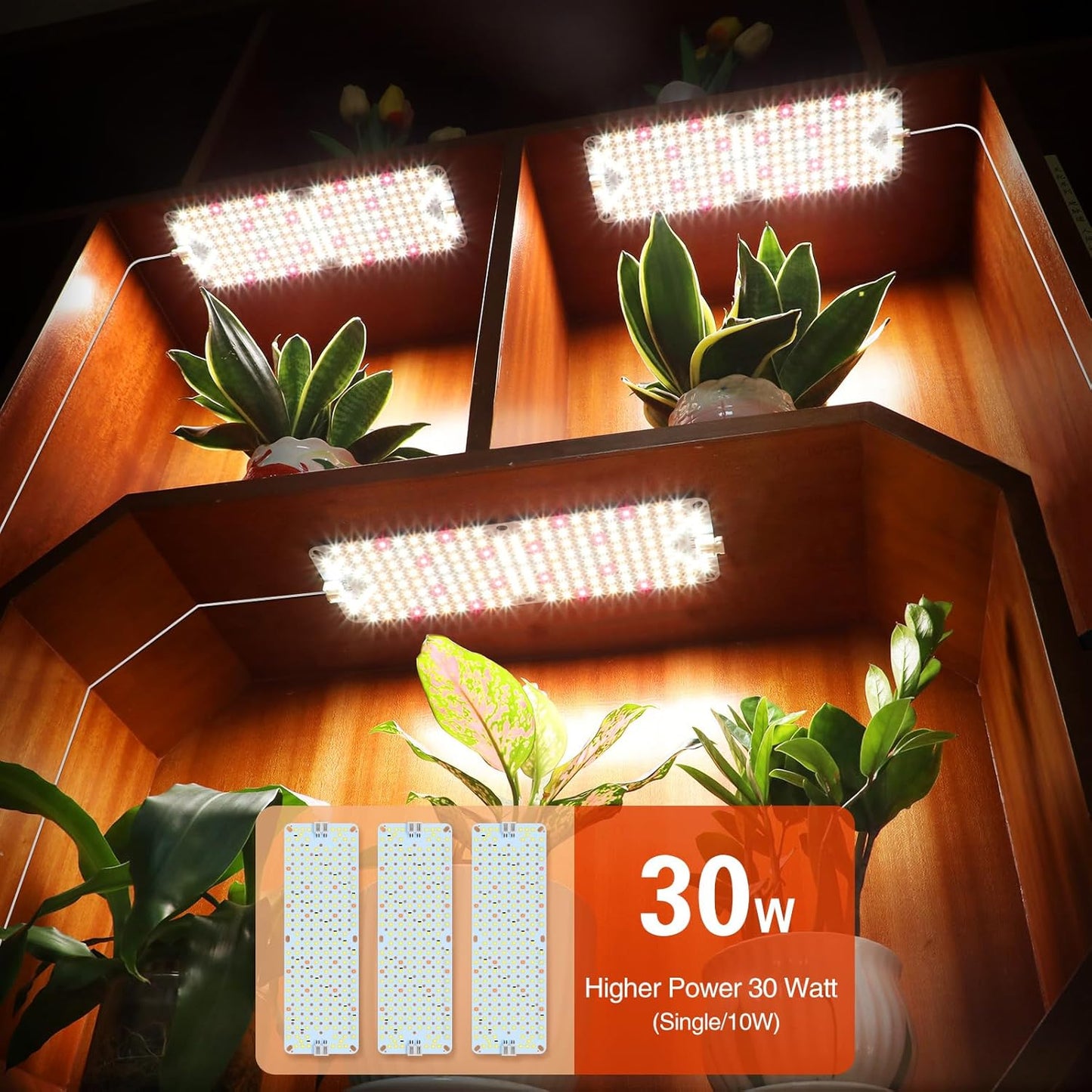 3Pack Panel Grow Lights for Indoor Plants, Seed Starting, Vegetables, Pot Plants, Bonsai with Timer, Ultra-Thin Under Cabinet & Shelf Full Spectrum LED Plant Growing Lamps, Multi-Panels Free Connect