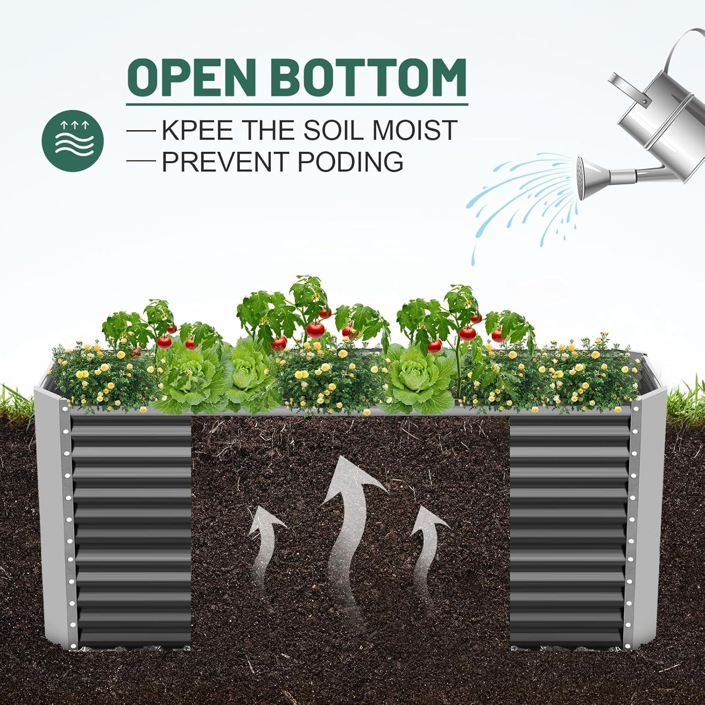 Land Guard 8x4x3ft Rectangular Galvanized Raised Garden Beds, Large-Capacity Metal Planter Box Outdoor, Durable Deep Raised Garden Bed 3ft Tall, Raised Beds for Gardening Vegetables, Modern Gray