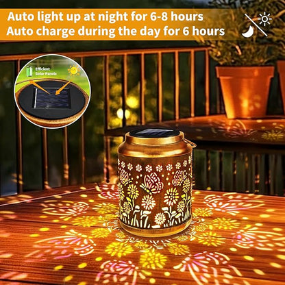 Brizled Butterfly Solar Lantern Lights with Colorful Projection, Christmas Birthday Gifts for Women Mom Grandma, Multicolor Hanging Lights Outdoor Waterproof, Solar Lantern Lights for Garden Patio