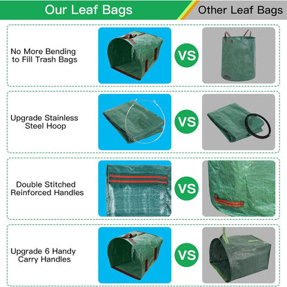 ARCITON 2-Pack 53 Gallon Reusable Yard Waste Bags 6 Reinforced Handles Heavy Duty Garden Bag Lawn and Leaf Bags Self-Standing Leaf Collector