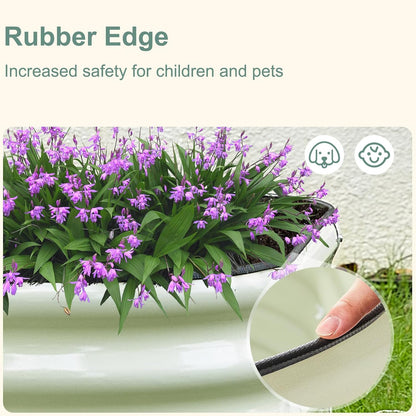 Galvanized Steel Raised Garden Bed 8x2ft Oval - 17" Tall 9-in-1 Modular Planter Box for Vegetables/Flowers, Rust-Proof Metal Outdoor Planters Rubber Edging (White)