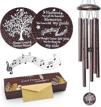 Memorial Sympathy Gifts for Loss of Husband, 25" Memorial Wind Chimes for Lose of Husband Sympathy Gift, Remembrance/Grief/Bereavement Gifts