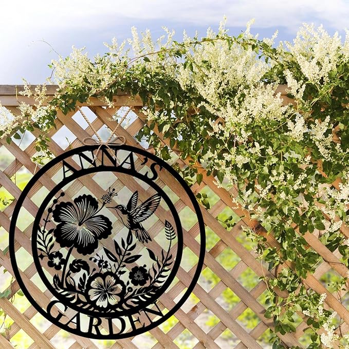 Custom Metal Garden Sign, Personalized Metal Home Garden Sign, Garden Gecor for Outside, Personalized Garden Signs with Name, Flower Garden Sign, Mom Grandma Women gifts