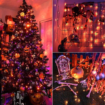 Brizled Orange Lights, 78.74ft 240 LED Halloween Lights Connectable with Timer, 8 Modes Outdoor Halloween Lights String Waterproof Plugin Orange Light String for Outside Indoor Spooky Party Decor