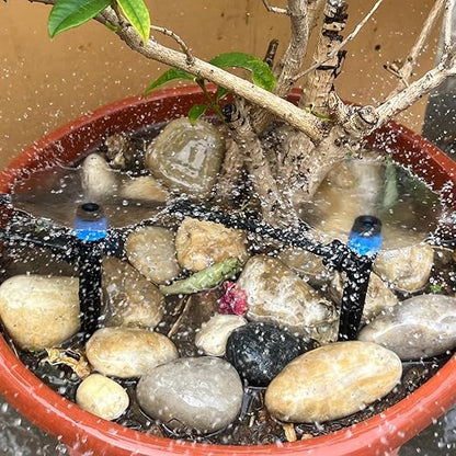 100PCS Drip Irrigation Emitters, Kalolary Adjustable 360 Degree Water Flow Drippers Emitters for 1/4" Drip Irrigation System Tubing, Garden Irrigation Drippers for House Garden Flower beds(Blue)