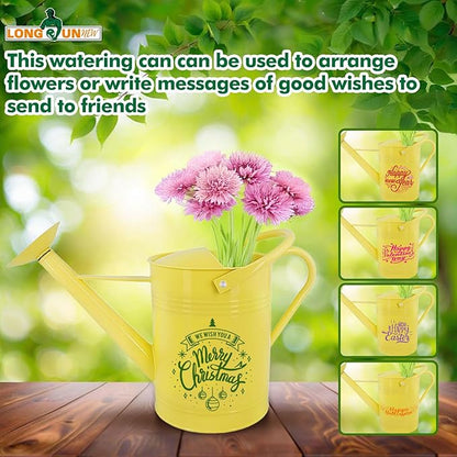 Galvanized Iron Watering Can for Indoor Plants, DIY Watering Cans for House Plant Garden Flower, Long Spout Water Can for Outdoor Watering Plants 7.57L 2 Gallon (Beige)