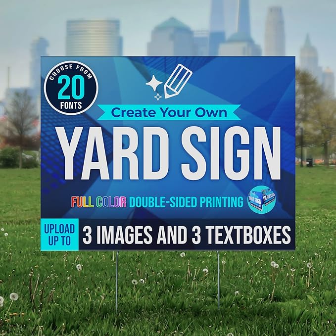 24x18" Double Sided Custom Yard Sign with Metal Stakes, Personalized Full Color Corrugated Yard Sign for Outdoors, Front and Back Custom Printed Personalized Lawn Signs 10 Pack (Design 8)