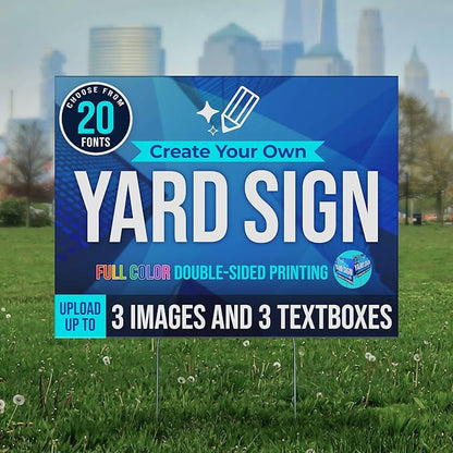 24x18" Double Sided Custom Yard Sign with Metal Stakes, Personalized Full Color Corrugated Yard Sign for Outdoors, Front and Back Custom Printed Personalized Lawn Signs 10 Pack (Design 8)