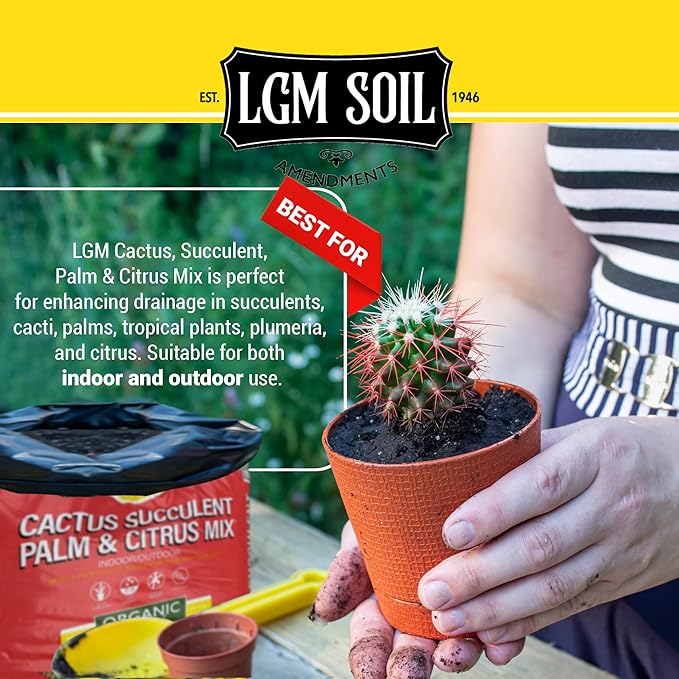 LGM Cactus & Succulent Palm & Citrus Mix, Ideal Potting Soil for Indoor & Outdoor Plants, (.5 Cu Ft.)