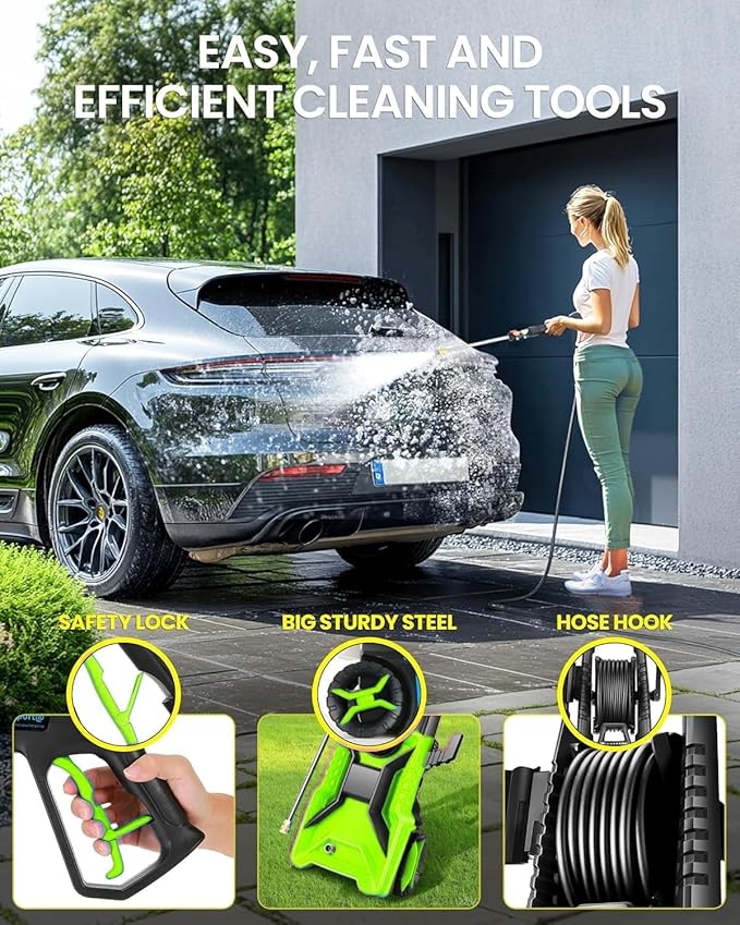 5000PSI Pressure Cleaner 4.0 GPM Adjustable Pressure,4.0 GPM Power Cleaner with Foam Cannon,4 Nozzles,33FT Hose and 500ml Soap Bottle for Home/Cars/Driveways/Patios/Fences(Blue)