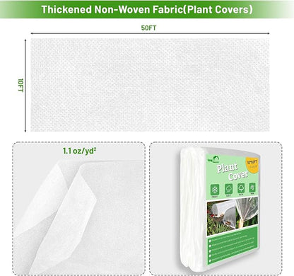 SnugNiture Plant Covers Freeze Protection, 10ft x 50ft 1.1oz/yd² Frost Cloth for Outdoor Plants, Floating Row Cover Frost Blanket for Winter Garden Vegetables Protection