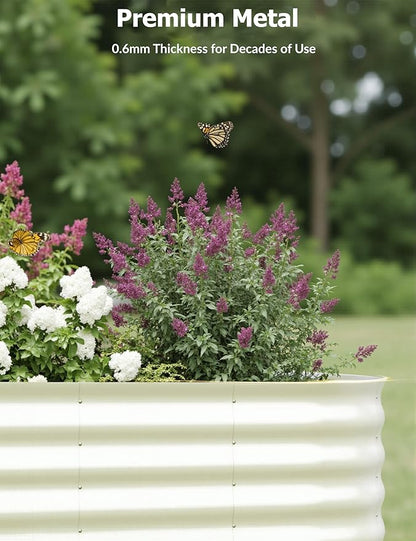 2 Pcs Raised Garden Beds Outdoor 6x3x2 ft - Galvanized Steel Planter Box for Vegetables, Flowers, Rust-Resistant Garden Box, Easy Assembly Raised Beds, Durable Planters for Outdoor Plants, Beige