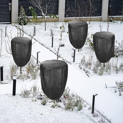 Plant Cover Freeze Protection, Winter Plant Covers, Plant Frost Cover, Tree Plant Freeze Protection Covers, Planter Plant Winter Frost Blanket with Zip Drawstring,3 Pack (19.6x15.7x15.7INCH)