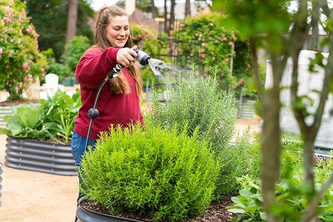 Garden Hose Reel Retractable 1/2" x 65ft Wall Mounted Hose Reel Automatic Rewind, Any Length Lock with 9 Patterns Sprayer Nozzle, Quick Connector and Adjustable shot Nozzle- Tidepool Blue