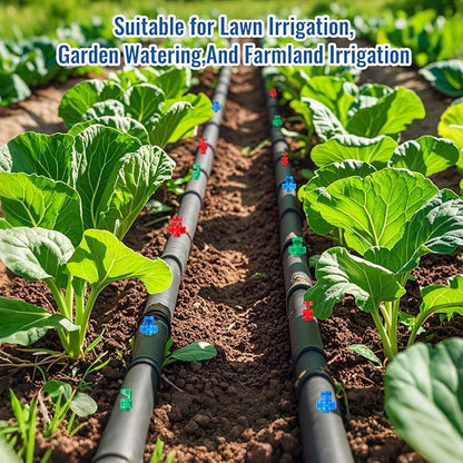 180Pcs Drip Irrigation Emitters, 3 Color Heads Irrigation Misting Sprinkler, Refraction Micro Sprayer Applicable for Lawn Watering System(90/180/360 Degrees)