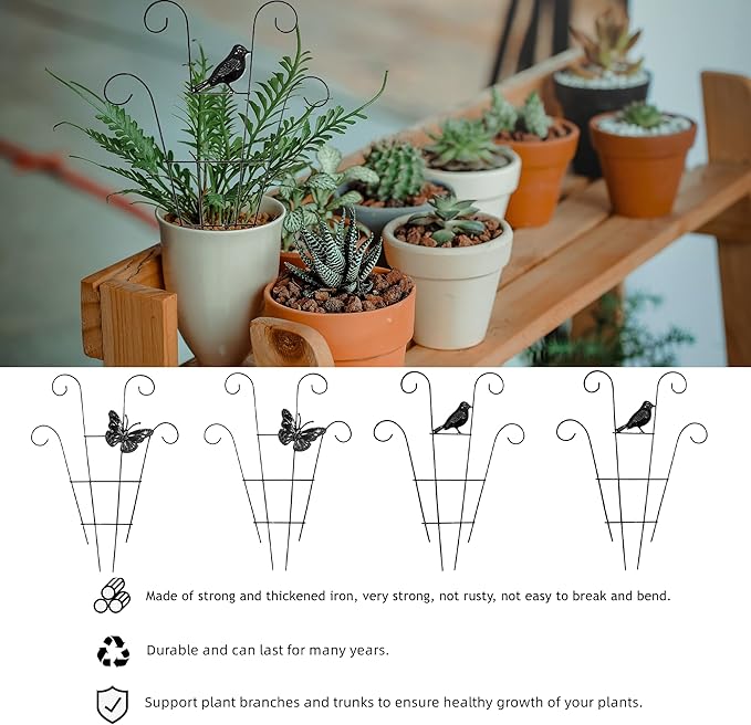 Indoor Plant Trellis for Climbing Plants Indoor Trellis Indoor Metal Trellis 4 Pack for Garden Plants Support Small House Plant Trellis for Vines, Flower