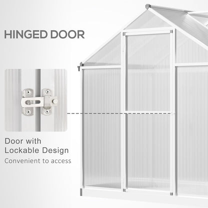 Outsunny 4' x 6' Greenhouse for Outdoors, Polycarbonate Greenhouse with Rain Gutter and Roof Vent, Aluminum Walk-in Green Houses for Outside Patio Backyard Garden