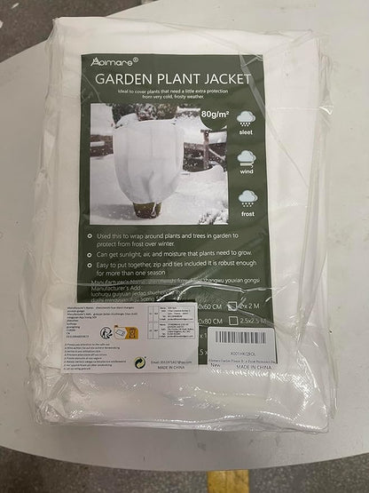 Abimars Thicker Plant Covers Freeze Protection Jacket 2.36 oz/yd², 6.6'x6.6' Reusable Winter Plant Covers with Drawstring & Zipper, 2 Pack Light, Porous Fabric for Plant Breathing