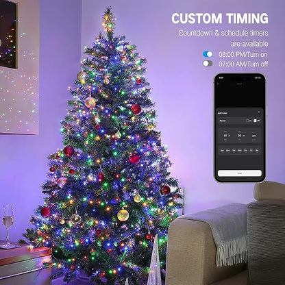 Brizled Smart Christmas Lights, 98.4FT 300 LED Color Changing Christmas Lights with APP/Voice Control, Warm White & Multicolor Fairy String Light Music Sync Xmas Tree Light for Indoor Outdoor Decor