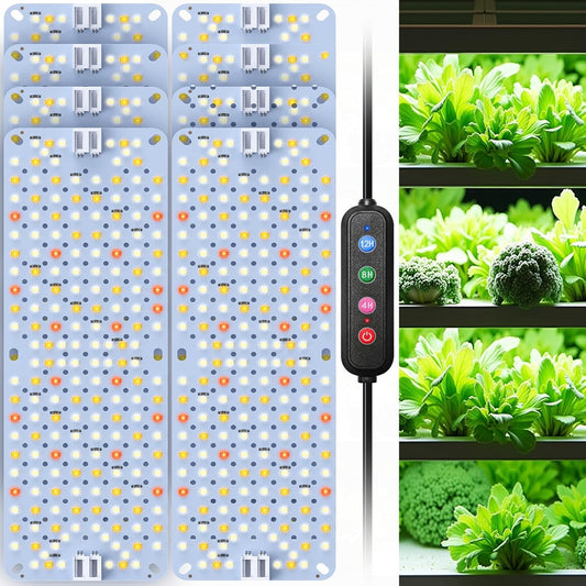 Full Spectrum Grow Lights, 100W Plant Grow Lights for Indoor Plants with Daisy Chain Function, Sunlike Spectrum,1536 LEDs and 4/8/12/16/20H Timer for Seed Starting(Pack8)