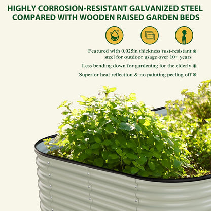 MUPATER 24''H Raised Garden Bed, Galvanized Raised Garden Bed with 3 Aluminum Support Rods, 8x4FT Modular Raised Planter Box Outdoor for Vegetables, Mutli in 1 Metal Garden Bed, Beige