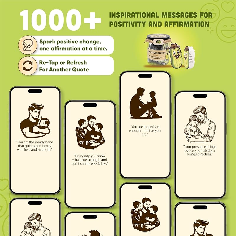 60 Positive Pickle Cards Jar, Affirmation Cards For Dad, Father's Day Gifts For Dad, Birthday Gifts For Dad From Daughter, Son - New Dad Gift, Bonus Dad Difts, Funny Dad Difts (For Dad)