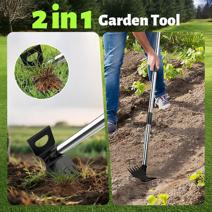Weed Puller Tool with Long Handle – Garden Weeder Tool & 2-in-1 Garden Hoe for Easy Weeding in Yard, Lawn, Patio, Backyard and Farm