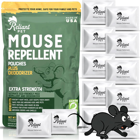 Mouse Repellent Pouches - Rodent Repellent Made in USA (12 Pouches) - Keep Rodents Out of Cars Engines - Mice Repellent Indoor and Outdoor - Mouse Deterrents That Work with Peppermint Oil