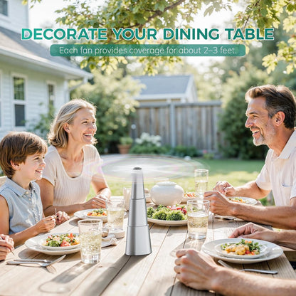 Grete Gotye Portable Battery Powered Food Fans for Tables Up to 15 Hours Working Time, Indoor Outdoor Mute Food Fan with Hook, Tabletop Fan for Home Restaurant Party Picnic Patio (4 Pack Silver)