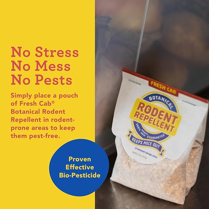 EarthKind Fresh Cab Rodent Repellent & Pouch Pod - Botanical Rodent & Mouse Repellent - Made with Plant Fibers & Essential Oils - Pest Repellent - 6-Pack Plus 1 Pouch Pod