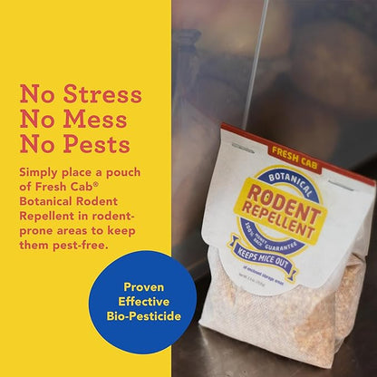 Fresh Cab Rodent Repellent - Botanical Pest Control for Indoor Use - Safe for Kids & Pets When Used As Directed - Made with Plant Fibers, Balsam Fir Essential Oil & Fragrance - 4-Pack