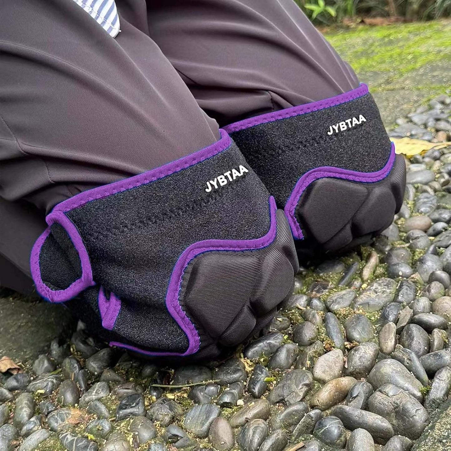 Gardening Knee Pads for Women Work, Adjustable Flooring Knee Pad for Men Construction, Cleaning Knee Protector with Thick Padded Knee Cushion for Roofing Tiling Repairing Housekeeping, Purple XL (1 Pair)