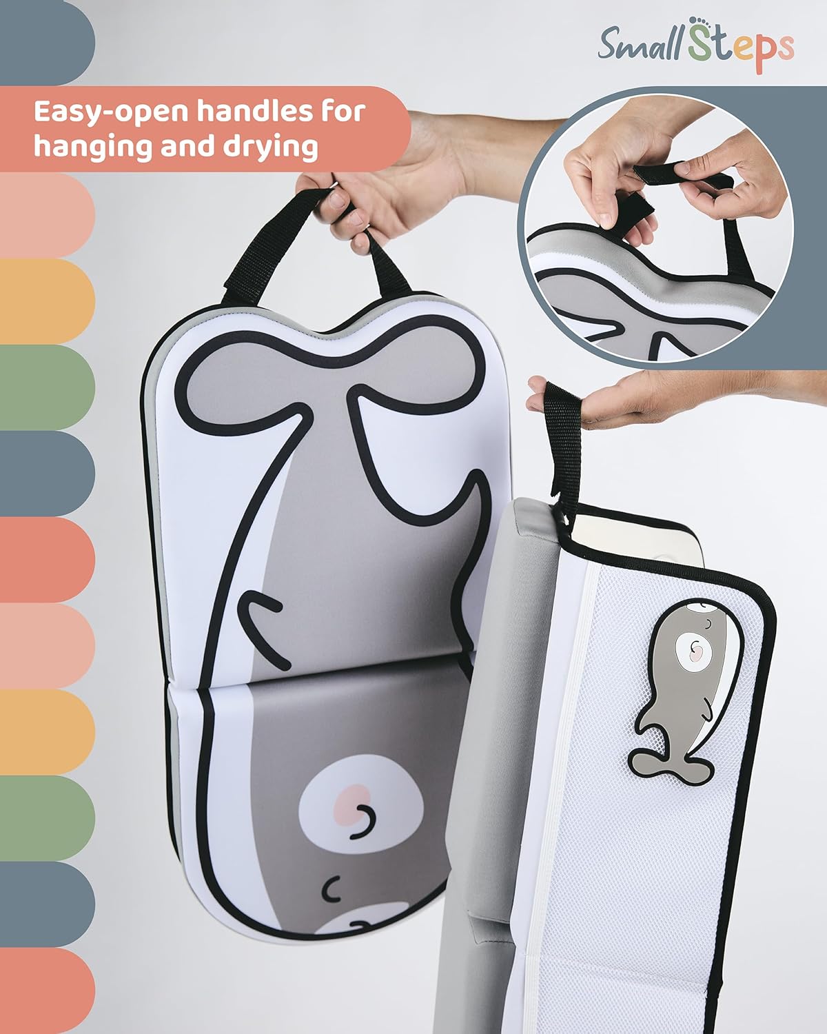 Small Steps Bath Kneeler and Elbow Rest Pad Set – Ergonomic Baby Bath Kneeling Pad with Memory Foam and Non-Slip Design – Orca-Themed Comfort with Handy Pockets for Bathing Babies and Kids