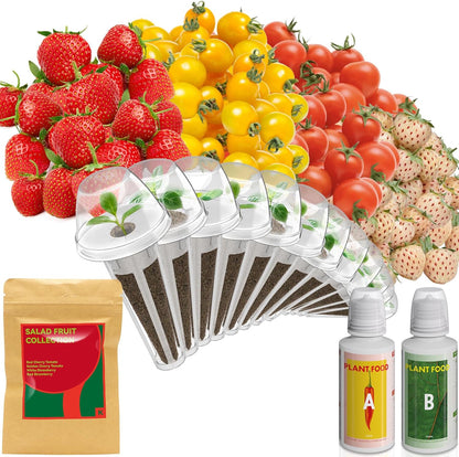 inbloom Strawberry & Tomato Seed Pod Kit for AeroGarden, Ahopegarden, GARDENCUBE, iDoo, MUFGA Hydroponics Growing System, 12-Pods with Heirloom Red/White Strawberry, Red/Golden Cherry Tomato Seeds