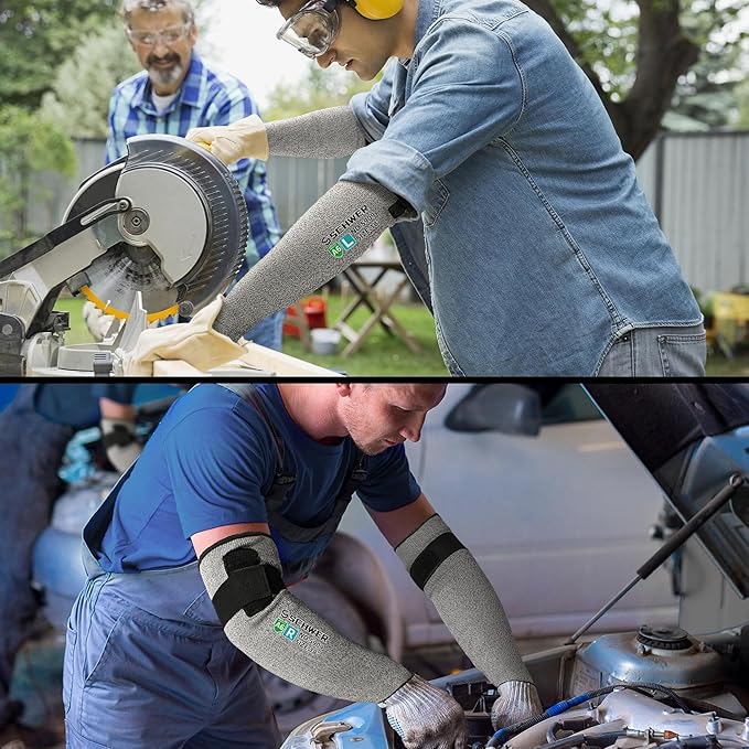 Schwer PRO-SKIN ANSI A6 Cut Resistant Sleeves With 2.0 Detachable Hook and Loop Straps, Non-PFAS, High Risk Cut Protection Arm Sleeve for Thin Skin, Gardening Sleeves, Protective Sleeve for Arms