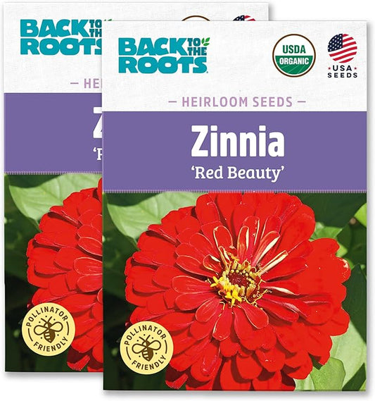 Back to The Roots 100% Organic Heirloom Seeds - Zinnia Flowers Value Pack (420mg Total)