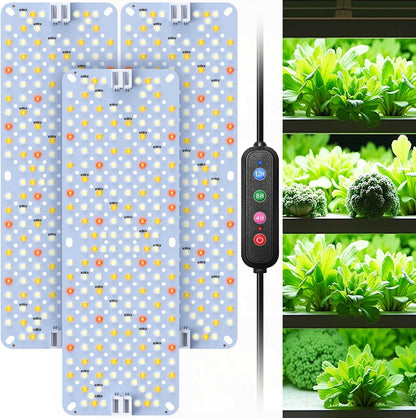 36W(Acutal Power) Full Spectrum Grow Lights for Indoor Plants – 4/8/12/16/20H Timer, 192 LEDs Per Panel, Daisy Chain,Wide Lighting Area for Seed Starting(Pack3)