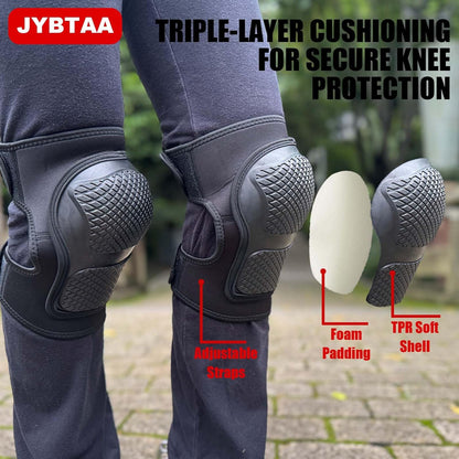 Heavy Duty Knee Pads for Men Women Construction, Garden Knee Pad for Tactical Work, Safety Kneeling Pad with Adjustable Anti-slip Straps for Flooring Cleaning, Waterproof & Durable Knee Cuhsion, Black L (1 Pair)