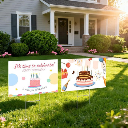 10 Pack Lawn Signs Corrugated Plastic 17x12 Inches Blank Yard Signs with Stakes for Yard Sale Sign Outdoor, Garage Sale, Open House, Estate Sale, Guidepost, Birthday Party