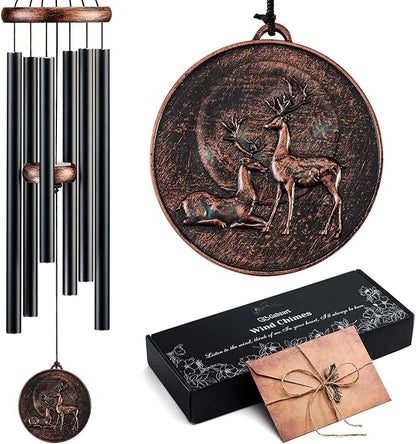 Wind Chimes for Outside, Vintage Deer Deep Tone Wind Chime Outdoor Clearance, Patio Porch Balcony Decoration, Garden Hanging Decor Gifts for Women Mom Grandma (34" Deer)