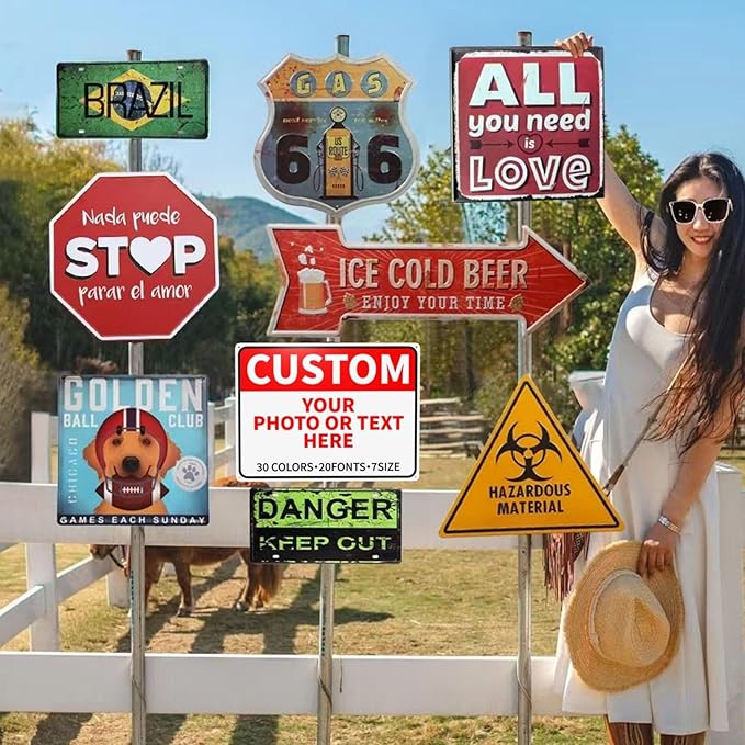 Custom Outdoor Metal Sign - Personalized for Business, Office, Home, Delivery, Road, Garden, Hazard, Parking, Decorative - 12''x8''