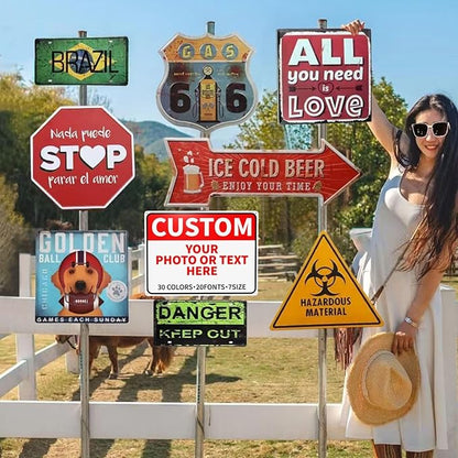 Custom Metal Signs - Personalized Signs for Business, Office, Home, Delivery, Road, Garden, Hazard, Parking, Decorative, 16''x12''